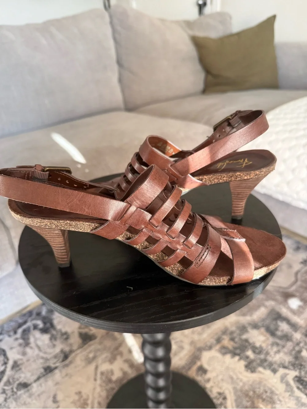 Franco Sarto Artists Collection Dark Brown Leather Strappy Sandals SZ 8.5